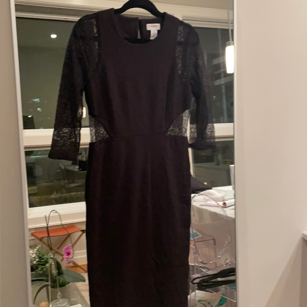 3/4 lace sleeve midi dress